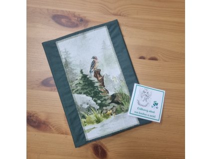 Látkový obal na knihu - sojka (zelený) - A5 tm