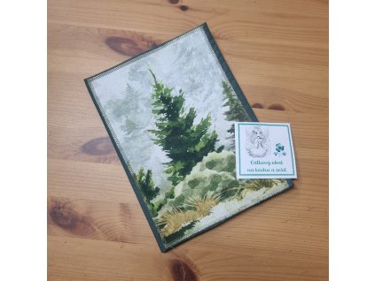 Látkový obal na knihu - les (zelený) - A5 tmavý