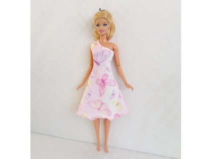 Barbie - české originální oblečky pro panenku - krátké šaty s motýlky