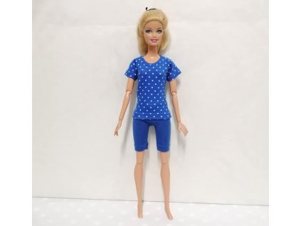 Barbie - oblečky pro panenku originální české - sportovní komplet puntíkatý (modrý)