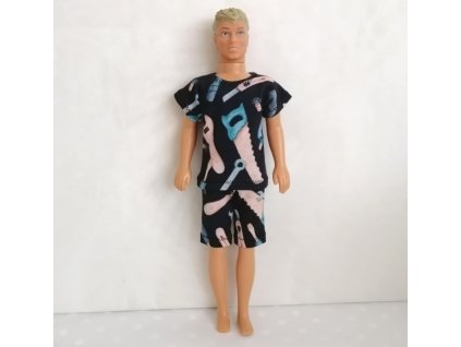 Sportovní kopmpet pro panenku typu Kena - černý se vzorem