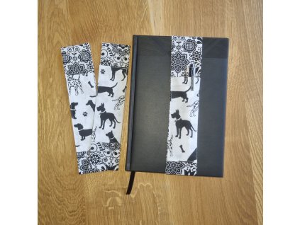 Držák na pera k diáři (pouzdro na pera) - černý s pejsky
