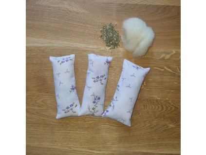 Polštářek pro kočky se šantou kočičí a ovčím rounem – přírodní, voňavý a ručně šitý 16x7 cm