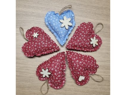 Srdíčko - látkové s levandulí - červené a modré