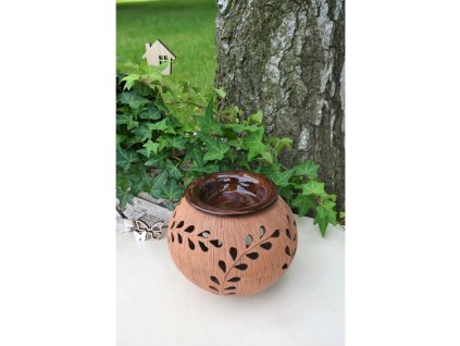8055 16 aromalampy 13 cm 5027 barva tmava vzor vetvicka s kvetem