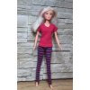 Barbie - oblečky pro panenku originální české - Tričko a legíny (červené a tmavě modré)