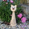 Keramická kočka s bílými kvítky 47 cm 1
