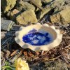 Keramické pítko pro ptáčky - modré - zahradní dekorace - kulaté