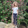Barbie - oblečky pro panenku originální české - bílé tričko a černé legíny se vzorem