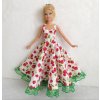 Oblečky pro panenku Barbie - šaty dlouhé s krajkou jahodové