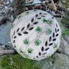 Keramická koule se zeleným břečťanem na svíčku, zahradní dekorace 3