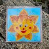 Veselé sluníčko - malba na skle 15 x 15 cm