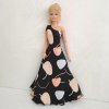 Barbie - české originální oblečky pro panenku - šaty dlouhé černé se vzorem