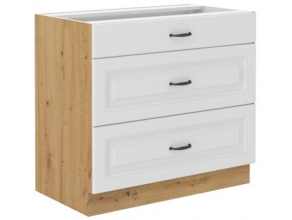 Kuchyňská skříňka Stilo WHAR - dolní 80 D 3S šuplíková, bílá + Artisan