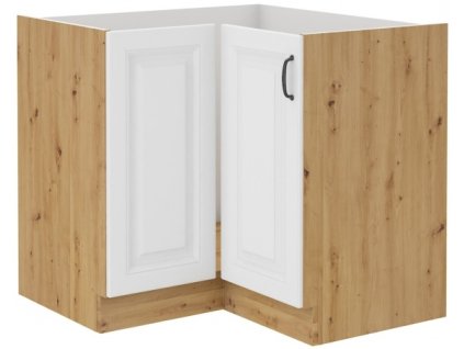 Kuchyňská skříňka Stilo WHAR - dolní rohová 90x90 DN 2F, bílá + Artisan