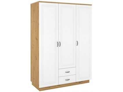 Šatní skříň Flawia 180 WHAR 3D2S - dub Artisan + MDF bílý mat