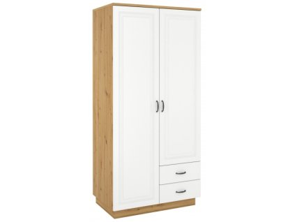 Šatní skříň Flawia 120 WHAR 2D2S - dub Artisan + MDF bílý mat