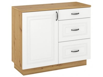 Komoda Flawia 100 WHAR 1D3S - dub Artisan + MDF bílý mat