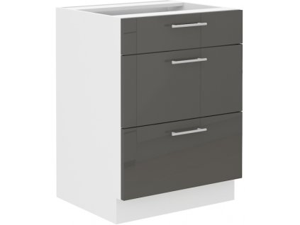 Kuchyňská skříňka Lara Grey - dolní 60 D 3S šuplíková QUADRO