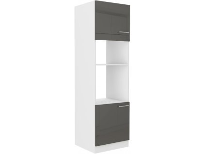 Kuchyňská skříňka Lara Grey - 60 DPM-210 2F sloupek se zabudovanou troubou a mikrovlnkou, dvířka