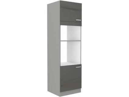 Kuchyňská skříňka Grey - 60 DPM-210 2F sloupek se zabudovanou troubou a mikrovlnkou, dvířka