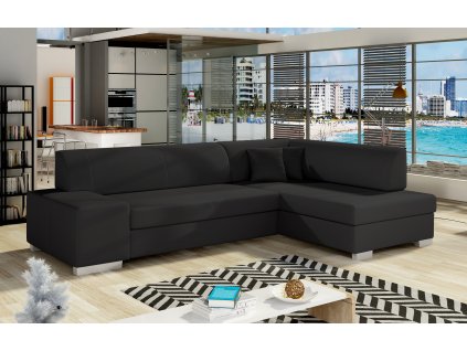 Rohová sedací souprava Fabio - ecokůže Soft 11 černá