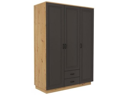Šatní skříň Flawia 180 GR 3D2S - dub Artisan + Grafit
