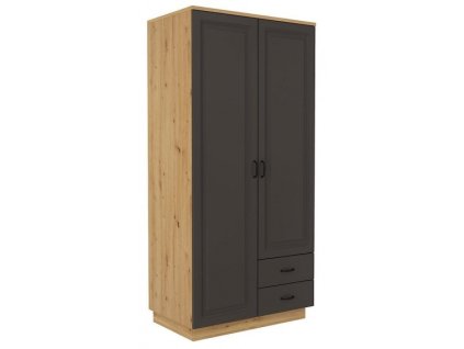 Šatní skříň Flawia 120 GR 2D2S - dub Artisan + Grafit