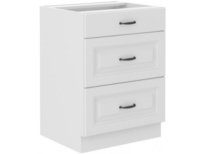 Kuchyňská skříňka Stilo WHWH - dolní 60 D 3S šuplíková, bílá + bílá