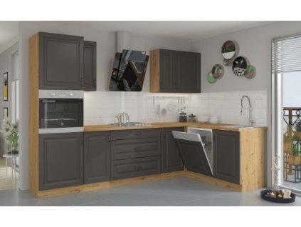 Kuchyňská linka Stilo GRAR grafit + Artisan - Sestava 1
