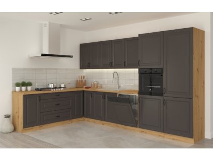 Kuchyňská linka Stilo GRAR grafit + Artisan - Sestava 2