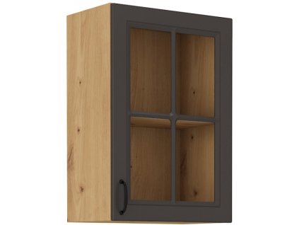 Kuchyňská skříňka Stilo GRAR - horní vitrína 40 GS-72 1F, grafit + Artisan
