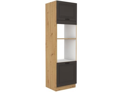 Kuchyňská skříňka Stilo GRAR - 60 DPM-210 2F sloupek se zabudovanou troubou a mikrovlnkou, dvířka, grafit + Artisan