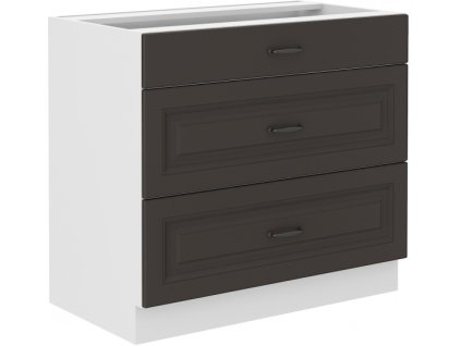 Kuchyňská skříňka Stilo GRWH - dolní 80 D 3S šuplíková, grafit + bílá