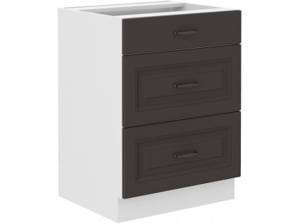 Kuchyňská skříňka Stilo GRWH - dolní 60 D 3S šuplíková, grafit + bílá