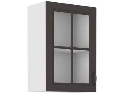 Kuchyňská skříňka Stilo GRWH - horní vitrína 40 GS-72 1F, grafit + bílá