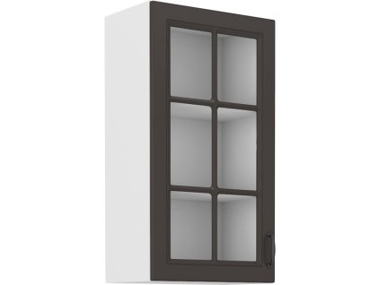 Kuchyňská skříňka Stilo GRWH - horní vitrína 40 GS-90 1F, grafit + bílá