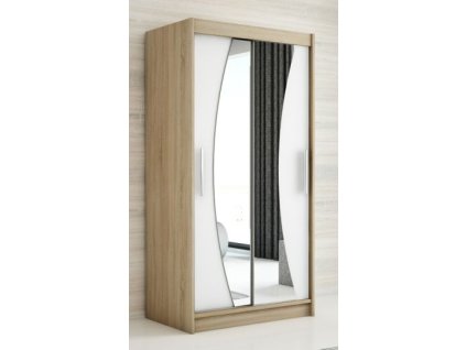 Šatní skříň Istanbul 100 cm, dub Sonoma + bílý mat - SKLADEM 1 ks
