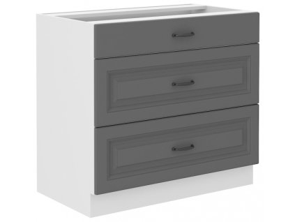 Kuchyňská skříňka Stilo DustGRWH - dolní 80 D 3S šuplíková, Dust Grey + bílá