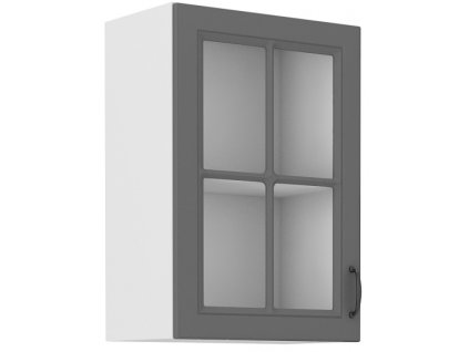 Kuchyňská skříňka Stilo DustGRWH - horní vitrína 40 GS-72 1F, Dust Grey + bílá