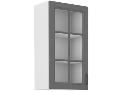 Kuchyňská skříňka Stilo DustGRWH - horní vitrína 40 GS-90 1F, Dust Grey + bílá
