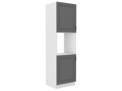 Kuchyňská skříňka Stilo DustGRWH - 60 DP-210 2F sloupek se zabudovanou troubou, dvířka, Dust Grey + bílá