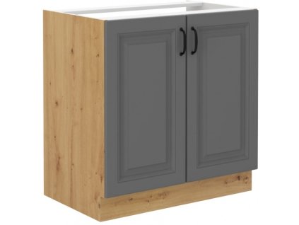 Kuchyňská skříňka Stilo DustGRAR - dolní 80 ZL 2F dřezová, Dust Grey + Artisan
