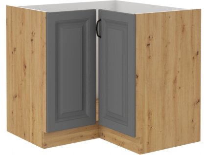 Kuchyňská skříňka Stilo DustGRAR - dolní rohová 90x90 DN 2F, Dust Grey + Artisan