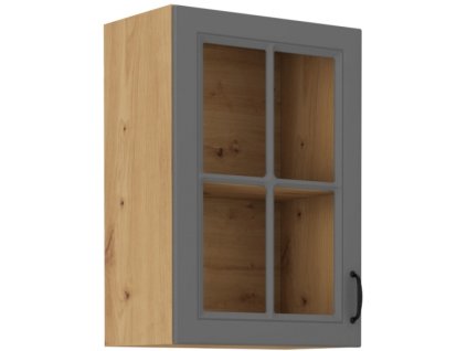 Kuchyňská skříňka Stilo DustGRAR - horní vitrína 40 GS-72 1F, Dust Grey + Artisan