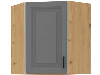 Kuchyňská skříňka Stilo DustGRAR - horní rohová 60x60 GN-72 1F (45°), Dust Grey + Artisan