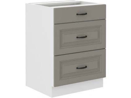 Kuchyňská skříňka Stilo ClayGRWH - dolní 60 D 3S šuplíková, Clay Grey + bílá