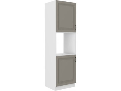 Kuchyňská skříňka Stilo ClayGRWH - 60 DP-210 2F sloupek se zabudovanou troubou, dvířka, Clay Grey + bílá