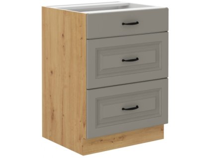 Kuchyňská skříňka Stilo ClayGRAR - dolní 60 D 3S šuplíková, Clay Grey + Artisan