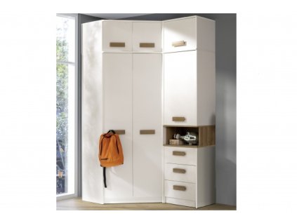 Předsíňová stěna Grant 12 bílá + dub riviera